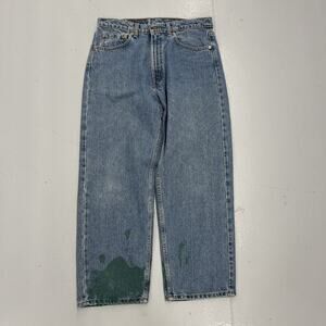 Vintage 90s Levi's 565 Blue Loose Fit Wide Leg Jeans 32x29